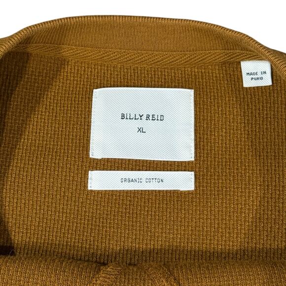 Billy Reid Men's XL Thermal Crewneck Henley Sweater Golden Brown Organic Cotton - Picture 6 of 9
